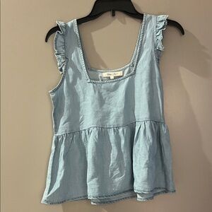 Madewell Light Blue Ruffle Tank Top